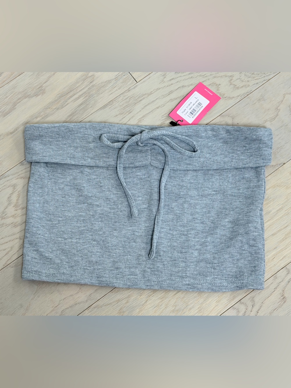 Edikted Light Gray Ribbed Drawstring Girls' Skirt